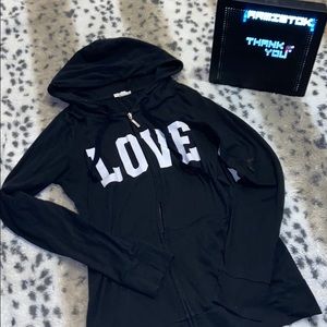 Lowest price LOVE light zipper hooded jacket